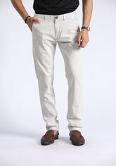 Cream Slim Fit Chino Pant